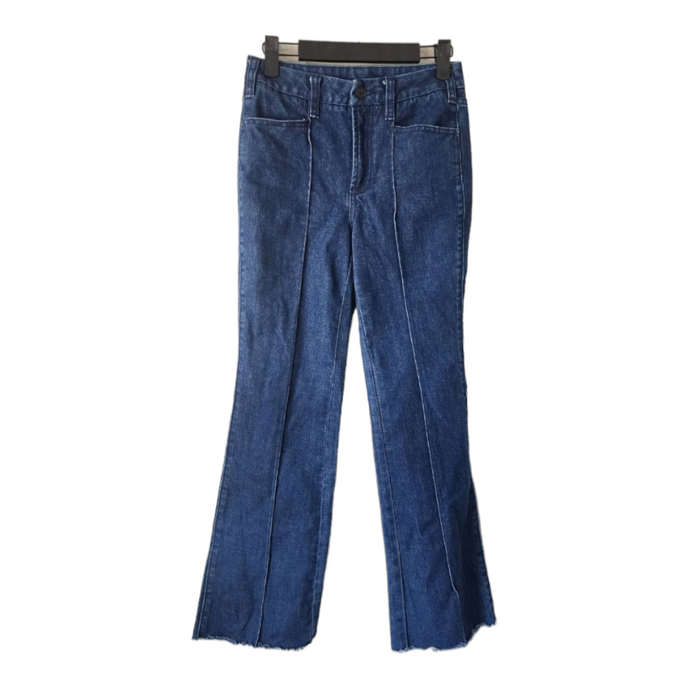 Tory Burch Dark Blue Flared Wide Leg Jeans